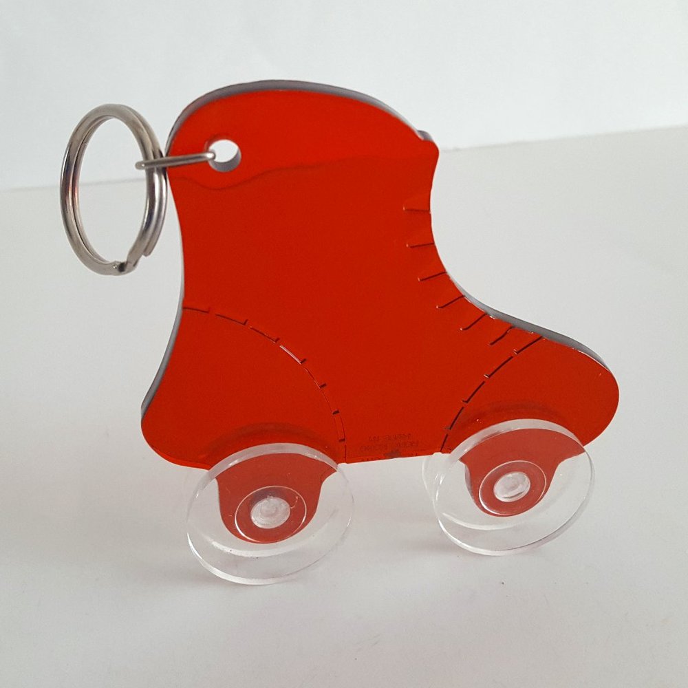 Rollerskate Keychain Acrylic Plastic Vintage